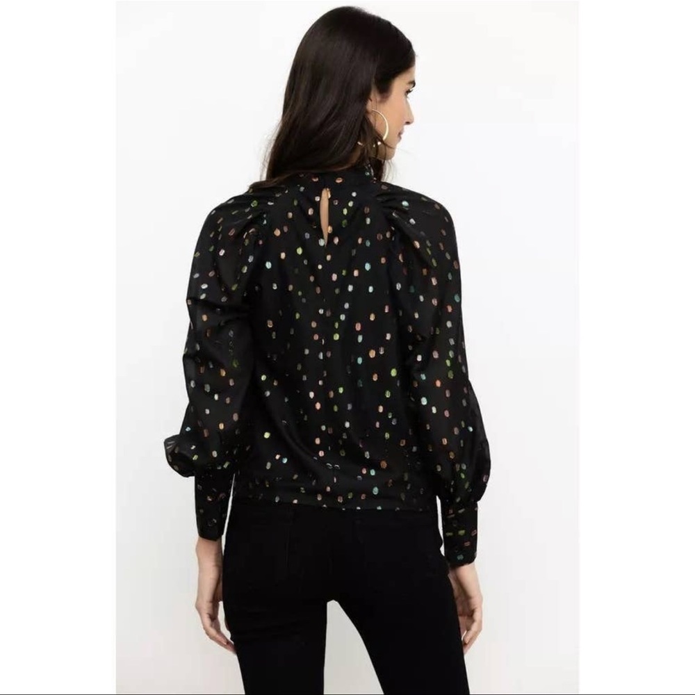Yumi Kim All or Nothing Sheer Black & Polka Dot Blouse Size S - Picture 2 of 6